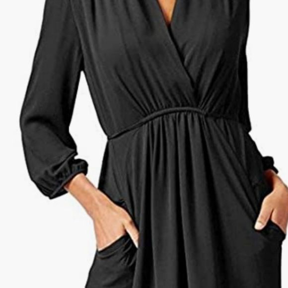 NWT Bar III Women's Black 3/4 Sleeve Shirt Dress - Size XS - Picture 3 of 6